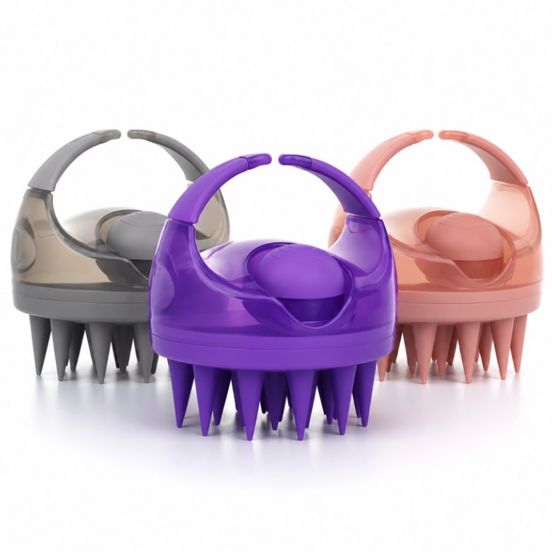 MADAK Silicone Scalp Scrubber in Purple, Grey and Pink