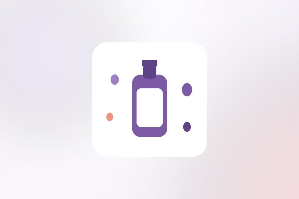 Illustration of a scalp oil bottle for a step-by-step scalp scrubber how-to guide